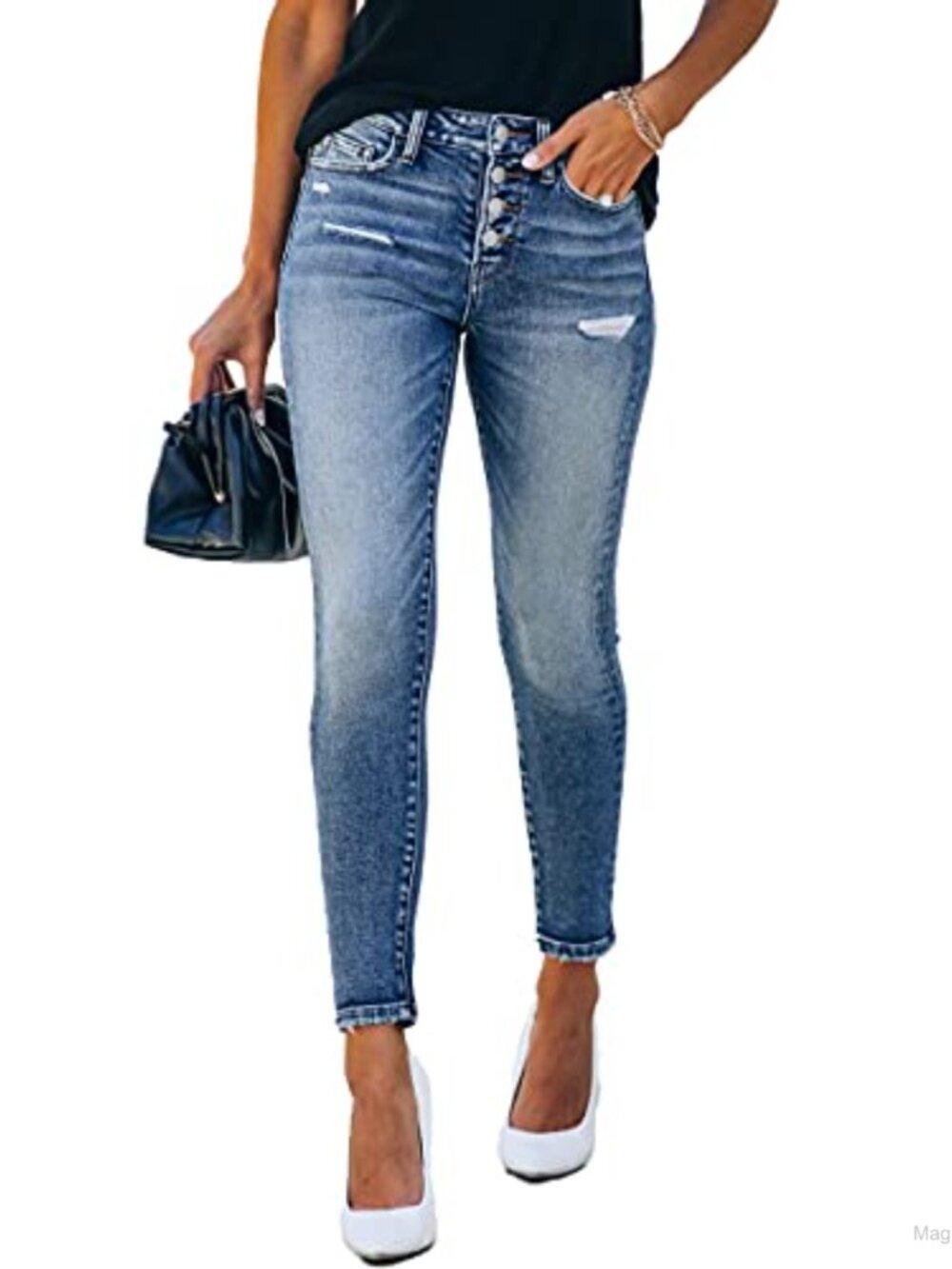 Women's High Rise Skinny Jeans Super Stretch Distressed Denim Ripped Pants 65%